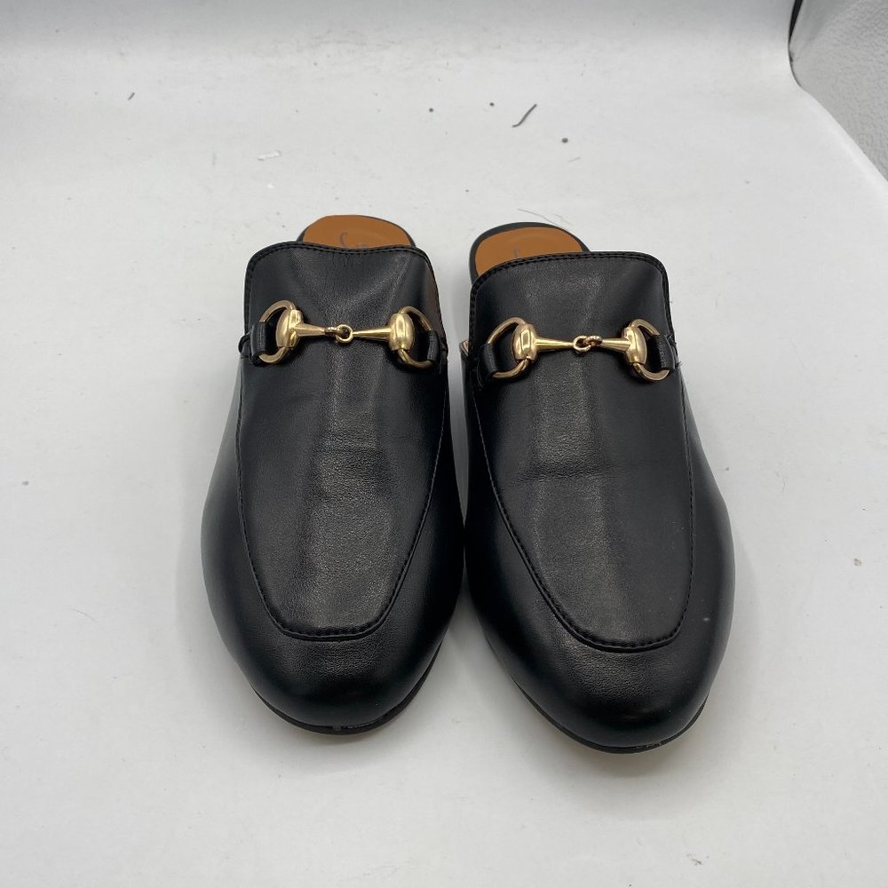 Black Mules Slip on Flats Loafers Pointed Toe Mules Flat Loafers Shoes